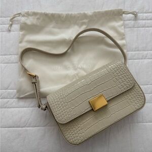 The Curated Off White Croc-Embossed Leather Mini Shoulder Bag
